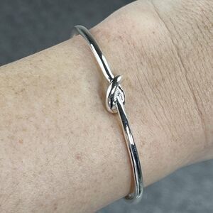 Stella Dot Cuff Bracelet Silver Tone Knot Open Bangle Womens Jewelry Signed